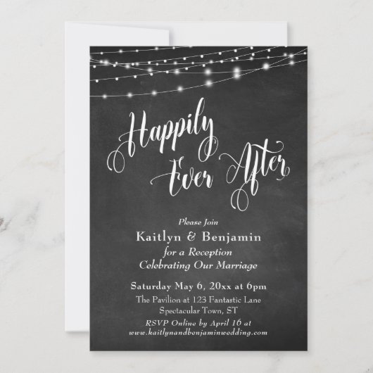 Invitation Happily Ever After Typographie Tableau à Craie Lum (Devant)