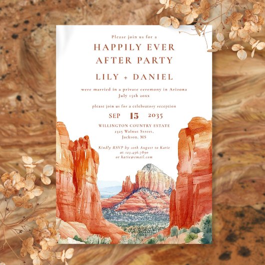 Invitation Happily Ever After Watercolor Desert Wedding