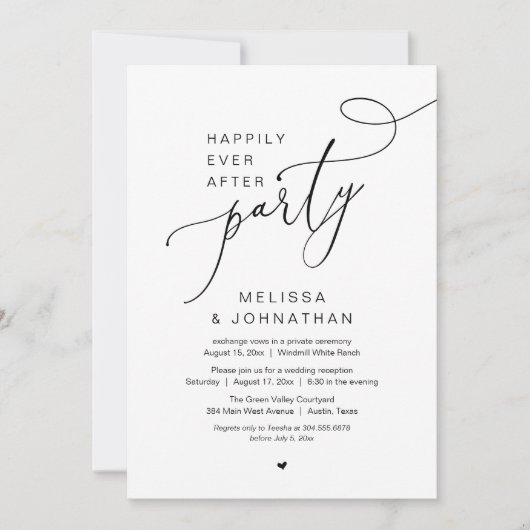 Invitation Happily Ever After Wedding Elopement Party (Devant)