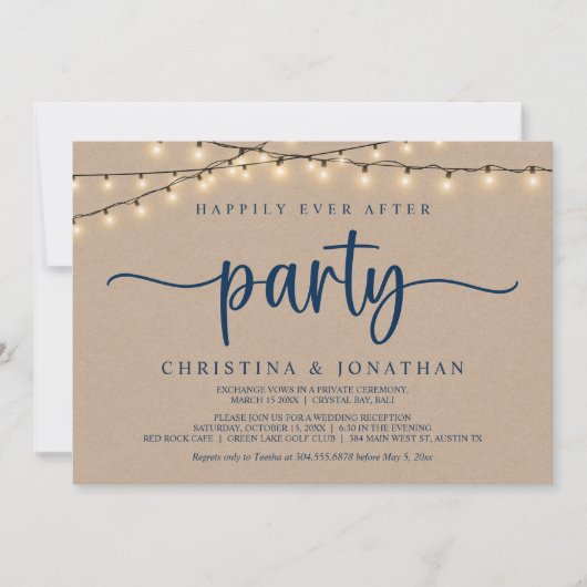 Invitation Happily Ever After Wedding Party,  String Lights (Devant)