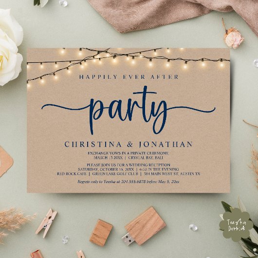 Invitation Happily Ever After Wedding Party,  String Lights
