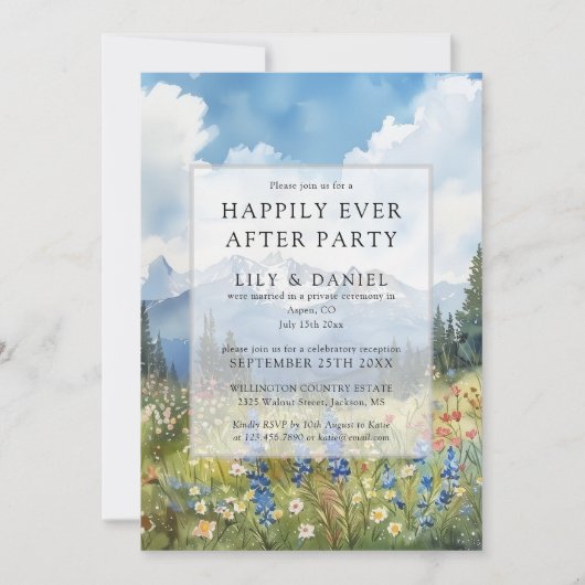 Invitation Happily Ever After Wildflowers Mountain Wedding (Devant)
