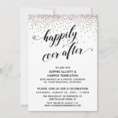 Invitation Happily Ever Ever Cœurs Script Rose Gold Confetti (Devant)