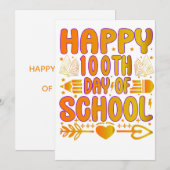 Invitation Happy 100th Day of School Invention Cart  100 Day (Devant / Derrière)