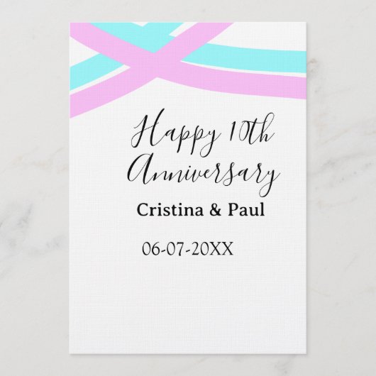 Invitation Happy 10th anniversary simple minimal wedding name (Devant)