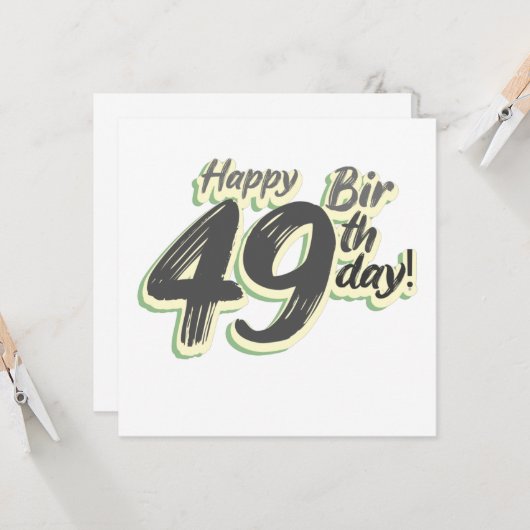 Invitation Happy 49th Birthday paint font (Devant/Arrière en situation)
