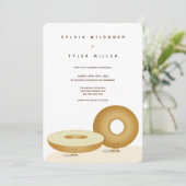 Invitation Happy Bagel Mariage blanc Brown crème verticale (Debout devant)