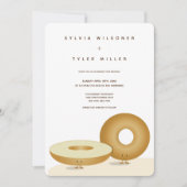 Invitation Happy Bagel Mariage blanc Brown crème verticale (Devant)