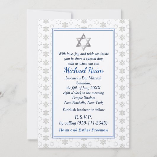 Invitation Happy Bar Mitzvah 20XX Tefillin élégant (Devant)