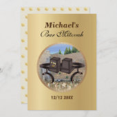 Invitation Happy Bar Mitzvah Jerusalem Kotel Tefillin Gold (Devant / Derrière)