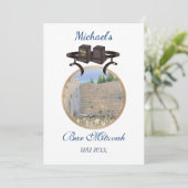 Invitation Happy Bar Mitzvah Jerusalem Kotel Tefillin Gold (Debout devant)