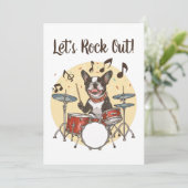 Invitation Happy Birthday Boston Terrier Dog Playing Drums (Debout devant)