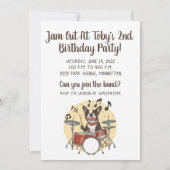 Invitation Happy Birthday Boston Terrier Dog Playing Drums (Dos)