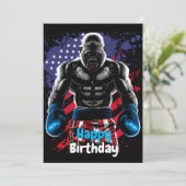 Invitation Happy Birthday boxer gorilla (Debout devant)