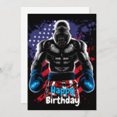Invitation Happy Birthday boxer gorilla (Devant / Derrière)