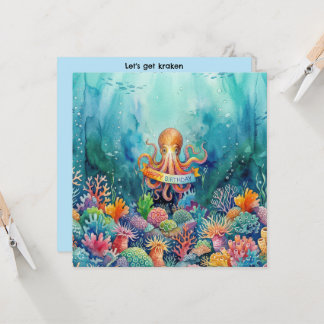 Invitation Happy Birthday Octopus Ocean Sea Life Water Fish