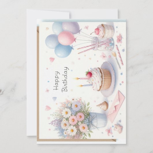 Invitation Happy Birthday Personalize Custom card (Devant)