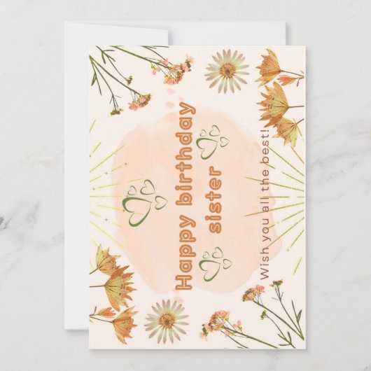 Invitation Happy birthday sister greetings (Devant)