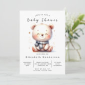 Invitation Happy Boho Bear Baby shower (Debout devant)