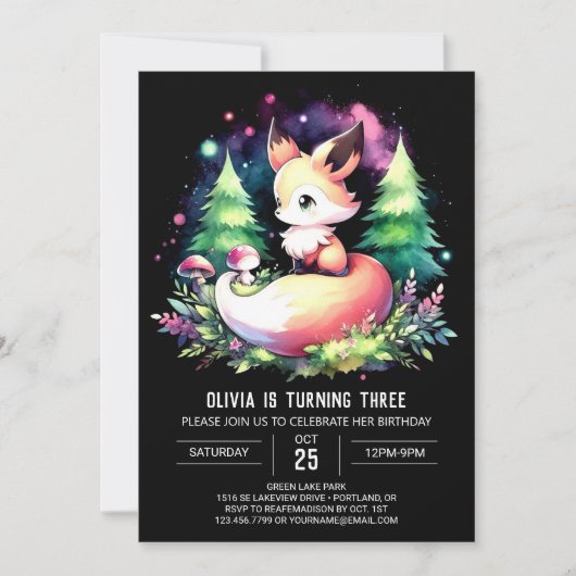 Invitation Happy Boho Fox Anniversaire numérique (Devant)