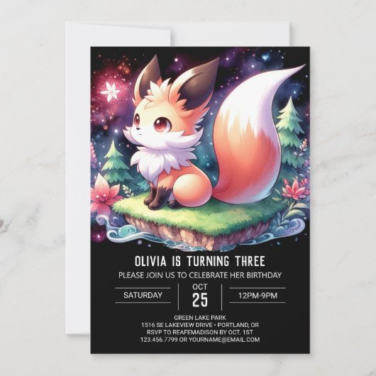 Invitation Happy Boho Fox Anniversaire numérique (Devant)