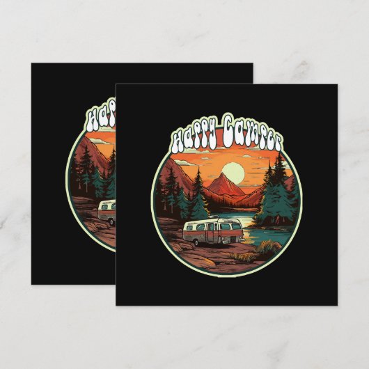 Invitation Happy Camper (Devant / Derrière)