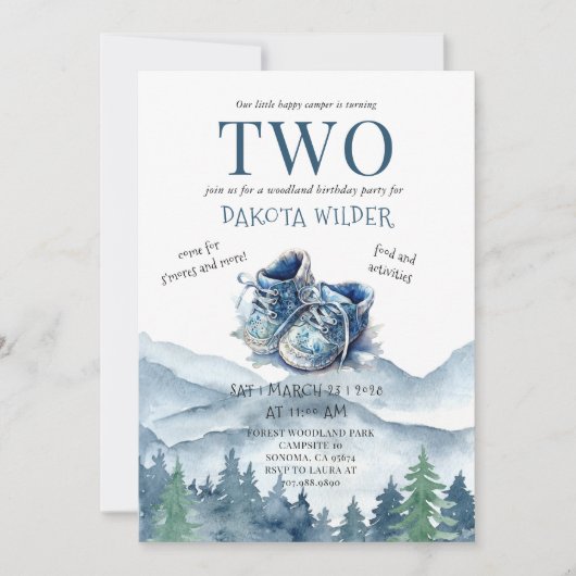 Invitation Happy Camper 2e Anniversaire Camping (Devant)