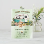 Invitation Happy Camper été 1er anniversaire (Debout devant)