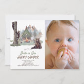 Invitation Happy Camper Mountain Bears Boy 1er anniversaire (Devant)