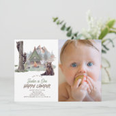 Invitation Happy Camper Mountain Bears Boy 1er anniversaire (Debout devant)