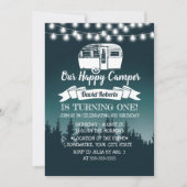 Invitation Happy Camper Rustic Forest 1er anniversaire (Devant)