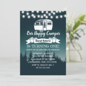 Invitation Happy Camper Rustic Forest 1er anniversaire (Debout devant)