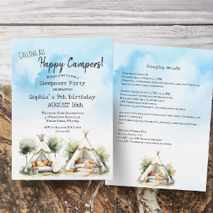 Invitation Happy Campers glamp teepee tente traîneau