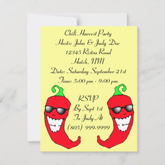 Invitation Happy Chiles Chile Pepper Ristra (Devant)