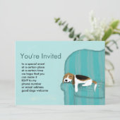 Invitation Happy Couch Beagle | Jolie fête des animaux de com (Debout devant)