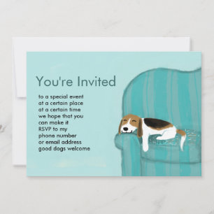 Invitation Happy Couch Beagle   Jolie fête des animaux de com