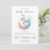 Invitation Happy Custom Swan Baby shower (Debout devant)