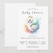 Invitation Happy Custom Swan Baby shower (Devant / Derrière)