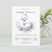 Invitation Happy Custom Swan Baby shower (Debout devant)