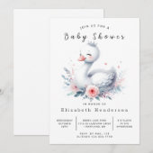 Invitation Happy Custom Swan Baby shower (Devant / Derrière)