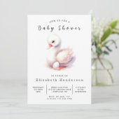 Invitation Happy Custom Swan Baby shower (Debout devant)