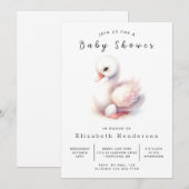 Invitation Happy Custom Swan Baby shower (Devant / Derrière)