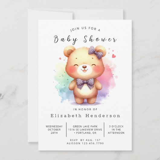 Invitation Happy Digital Bear Baby shower (Devant)