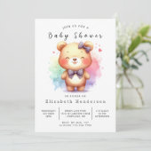 Invitation Happy Digital Bear Baby shower (Debout devant)