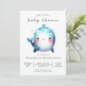 Invitation Happy Digital Whale Baby shower (Debout devant)