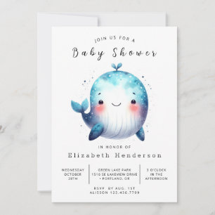 Invitation Happy Digital Whale Baby shower