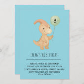 Invitation Happy Dino with Curved Crest and Balloon Birthday  (Devant / Derrière)