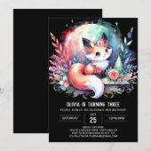 Invitation Happy Dreamy Fox Anniversaire numérique (Devant / Derrière)
