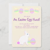 Invitation Happy Easter Bunny and Eggs on Pastel Stripes  (Devant)