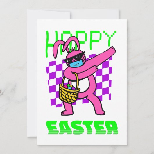 Invitation happy easter bunny sunglasses retro vaporwave (Devant)